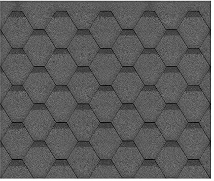 Lot de bardeaux bitumineux Hexagonal Rock H333BLACK, couleur noir - bitume toiture Timbela M333 pour chalet de jardin