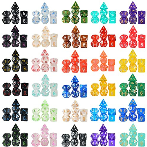 FLASHOWL Tärning 30 uppsättningar D20 polyhedral och RPG W20 DND stjärnhimmel bordsspel