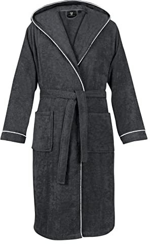 LAYNENBURG Bademantel Herren Frottee - Kapuze - Lang - 100% Baumwolle (360g/m2) - OEKO TEX Standard 100 - Größe (XL, Anthrazit)