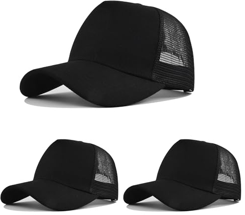 HAPEE Baseball Cap for Mens Trucker, Classic hat Snapback Cap (UK, Alpha, One Size, CA-GM191-3P01-Black X 3)