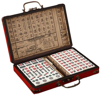 Blissbuilt Classic Mahjong Game Set,Retro Mahjong,Mahjong Set With Box,Chinese Traditional Mahjong Set,Ideal Board Game,Antique Mahjong，for Party Family Game