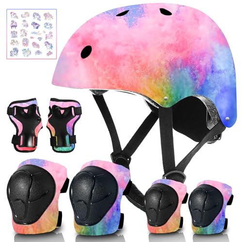 ETEETOW Adjustable Gradient Color Kids/Toddler Bike Helmet for 1-2-3-5-8-14 Years Boys Girls,Skateboard Helmet with Knee and Elbow Pads Wrist Guard Roller Skates,Cycling,Skating Scooter Longboard