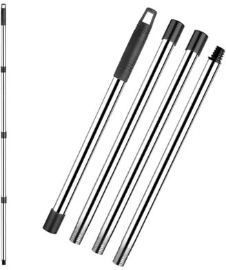 AMONENZ Palo Fregona, Pertiga Telescopica de Acero Inoxidable, Palo Telescopico Limpieza, con Mango de PP, para Hogares, Lavaderos de Autos, Hoteles