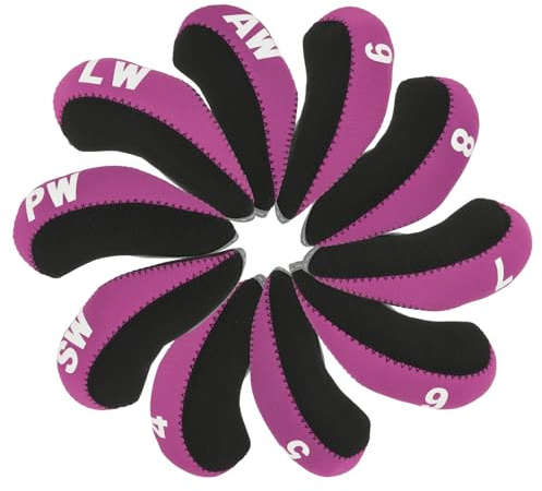 PATIKIL Housse pour Tête De Club De Golf, 10 Pcs Numéro Housses pour Fers De Golf avec Trou Housse pour Driver en Néoprène Cadeaux pour Amateurs De Golf pour Hommes Femmes, Rose
