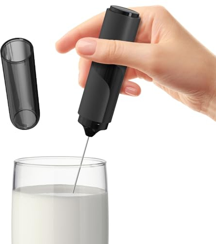 Espumador de leche eléctrico - Varilla mezcladora de café con tapa | Batidor multifuncional para batido de proteínas, arte latte, té matcha, chocolate caliente y bebidas frías y calientes