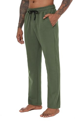 Yageshark Pantaloni da jogging da uomo in cotone con elastico, pantaloni sportivi traspiranti, pantaloni da uomo lunghi, pantaloni da jogging da uomo con tasche, verde, S
