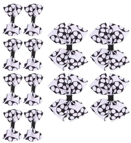 POPETPOP 12 Pinzas Cabello Lazos de Fútbol para Niñas Tamaño Surtido Diseño Bicolor y Negro Accesorios Deportivos para Uso Diario y Escuela