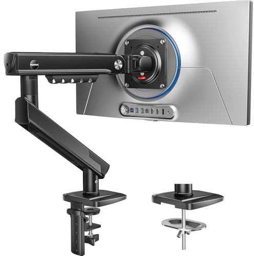 HUANUO Supporto Monitor per Schermi 13–32, Braccio Monitor MechaSpring (Inclinabile/Girevole/Rotante), FlowLift Pro Montaggio VESA senza Attrezzi, base con Morsetto a C o Passacavo, Carico Max. 9 kg