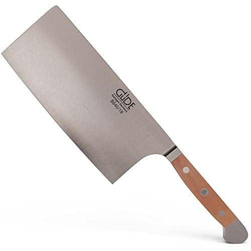 Güde Solingen - Cuchillo de cocinero chino forjado, 18 cm, madera de peral, ALPHA-BIRNE - cuchillo de cocina, doble virola, Hecho a mano en Alemania
