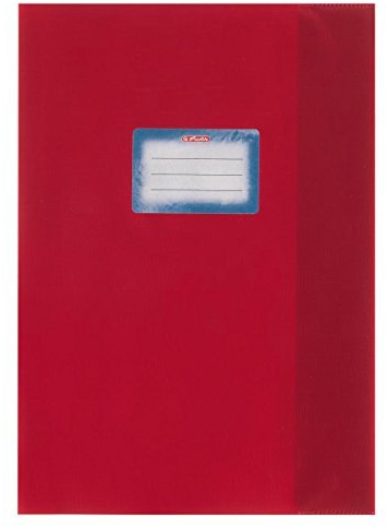 5 Heftumschläge / Hefthüllen DIN A4 / Baststruktur / Farbe: rot