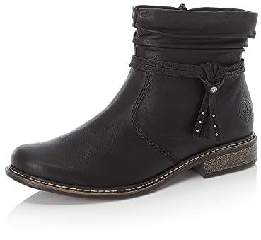 Rieker Mujer Botines Z4953, señora Botines,Botas,Medias Botas,botín,Plano,Negro (Schwarz / 00),42 EU / 8 UK