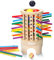 Japace Montessori Spiel Holz Familien Brettspiel, 36 Stück Bunte Holzstäbchen Mathematik Feinmotorik Spielzeug Kinder Spiele ab 3 4 5 6 Jahren, Familienspiel Kinderspiele Reisespiel 1 bis 6 Spieler