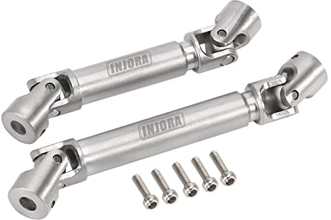 INJORA Crawler Drive Shaft Stainless Steel Drive Shaft for SCX24 C10 JLU Bronco Base Camp 4Runner Upgrate,2PCS