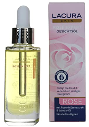 LACURA Skin Rose Expert Gesichtöl mit Rosenblüten-Extrakt & Jojoba-Öl für Alle Hauttypen 30ml