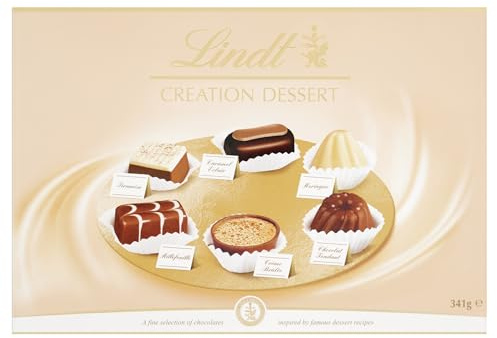 Lindt Creation Dessert Assorted Chocolate Box – 341g – Gift – 40 Milk, Dark & White Chocolates Inspired by Classic Desserts
