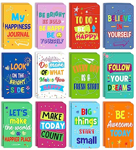 Cinrobiye 24 Pcs Mini Colorful Notebooks, Funny Motivational Journals Notepads Inspirational Notepads Small Pocket Notebook for Kids Teacher School Office Gift Bulk Prizes Travel Supplies (Colorful)