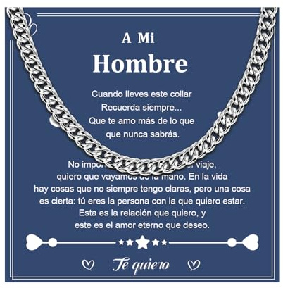 CheersLife Cadena Plata Hombre Cadena Plata Regalos Originales Para Hombre Regalo Novio Regalo San Valentin Aniversario - 22 Pulgadas