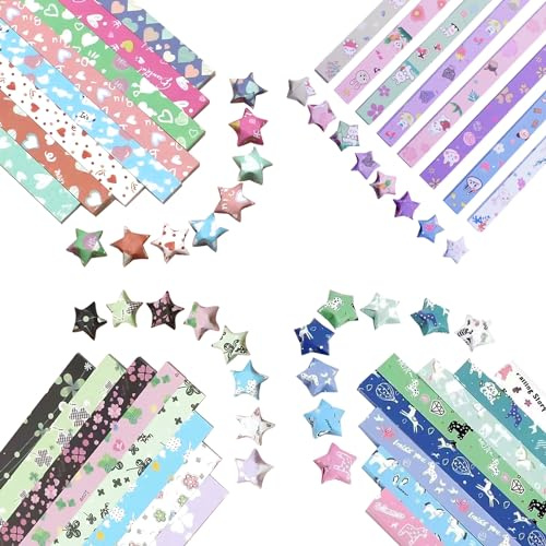 2160 tiras de origami de estrellas de la suerte, origami de estrellas de la suerte, papel de estrella del amor, papel de estrella de cuatro hojas, adecuado para fiestas de cumpleaños, decoraciones