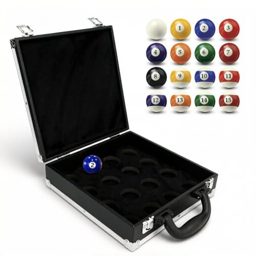 Yctze Pro Cup Pool Ball Storage Box, Snooker Billiard Balls Carrying Case, 2-inch Tray with Lock and Carry Handle, Ideal for Billiards, Perfect for Travel and Billiards