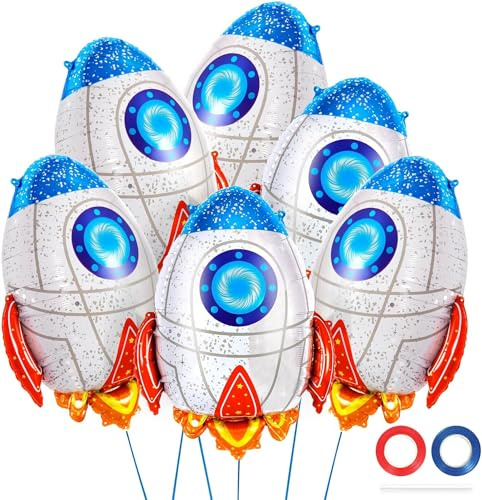 Anniversaire Astronaute Garcon, 6pcs Ballon en Aluminium Fusée, Espace Thème Ballons, Ballons Décoratifs Spatiaux, Décoration d'anniversaire Astronaute, Astronaute Decoration Anniversaire