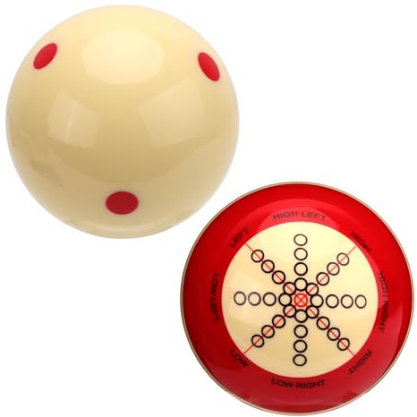 2pcs Boule de Queue d'Entraînement de Billard, Balles Entraînement Piscine Accessoires Pratique Billard Entraînement Billard Entraînement Table Billard Boule Queue Point Rouge pour Jeux Sports