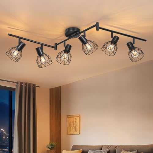 Dehobo Deckenstrahler 6 Flammig E14 Deckenlampe Schwarz Wohnzimmerlampe
