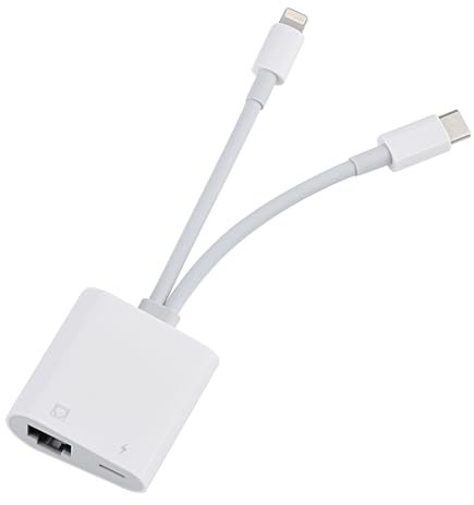 Lightning- und USB-C-auf-Ethernet-Adapter, 2-in-1-RJ45-Ethernet-LAN-Netzwerkadapter mit Ladeanschluss, kompatibel mit iPhone/iPad/iPod/Samsung und mehr, unterstützt 100 Mbps Plug and Play