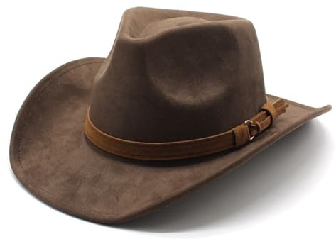 Chapeau de cowboy pour femme et homme - Chapeau de cowgirl en feutre - Chapeau de cowboy à large bord avec ruban - Chapeau de jazz avec ruban - Costume de cow-girl - Chapeau occidental - Chapeaux de