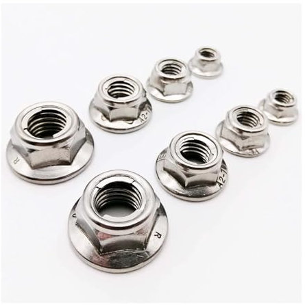 Genérico 2/5 piezas M4-M12 304 A2 acero inoxidable tipo de torsión predominante inserción de Metal hexagonal tuerca de bloqueo automático con brida contratuerca GB6187(Serrated bottom,2pcs M12)