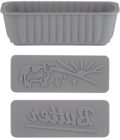 Kilner Set di stampi in silicone per burro, stampo per burro con 2 piatti intercambiabili, design fattoria e testo del burro, riutilizzabile e lavabile in lavastoviglie