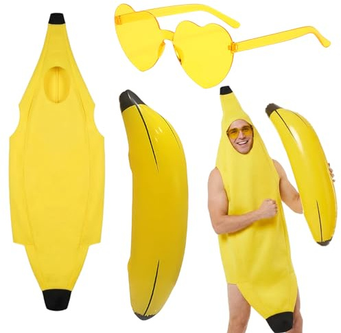 TZMFHD 3-Piece Banana Pyjamas Outfit for Adults, Banana Costume, Funny Costumes, Humorous Costume for Social Gatherings and Gift Giving