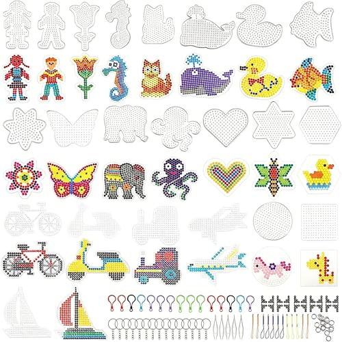 22 Pcs Fuse Bead Boards Set, 5 mm Clear Animal Shape Beads Pegboards, Pattern Template Paper Cards, Reusable DIY Handmade Decoration Tools for Kids & Adults Craft Lovers