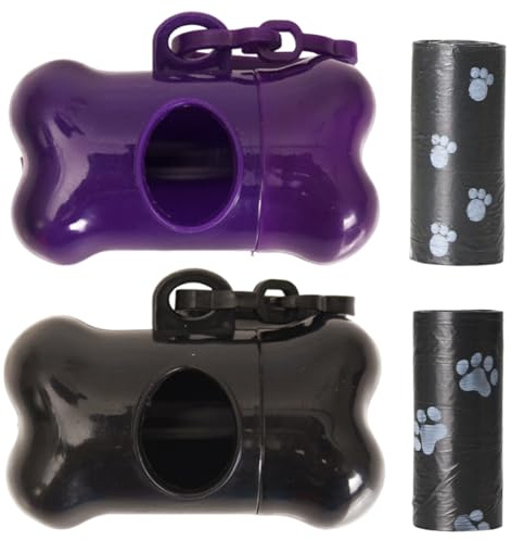 2pcs Dog Poo Bag Dispenser with 30 Bags, Pet Waste Bag Dispenser, Dog Bone Shape Pickup Bag, Lightweight Clip-On Waste Bag, Practical Dog Walking Bag Accessory for Outdoor Walks