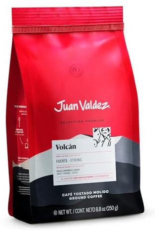 Juan Valdez Volcán Café Molido, Tostión Fuerte, Notas de Caramelo y Cacao, 250g