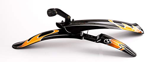 Unbekannt Schutzblechset 26-29 Zoll MTB Fahrrad Schutz Blech Spritzschutz schwarz orange v+h