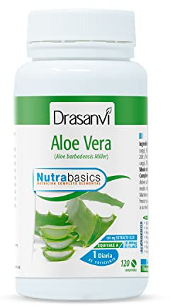 DRASANVI Aloe Vera Vitaminas, Minerales y Aminoácidos | Propiedades Antioxidantes | Sistema Digestivo | Prebiótico Natural para la Microbiota Intestinal | 120 Comprimidos = 120 Días