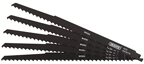 Draper 42615 Reciprocating Saw Blades for Pruning & Coarse Wood & Plastic Cutting, 300mm, 3tpi (Pack of 5)