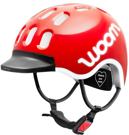 woom Casco da bicicletta per bambini, con visiera, per ragazzi e ragazze, 50-53 cm, taglia S, regolabile, protezione dagli urti, rosso (woom red)