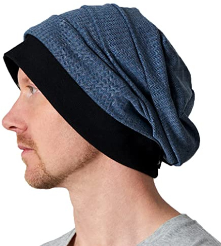 CHARM Cappello Donna Berretto Uomo - Beanie Leggero Cuffia Lungo con Pieghe a Strati con Motivo a Spina di Pesce e Cotone Marino