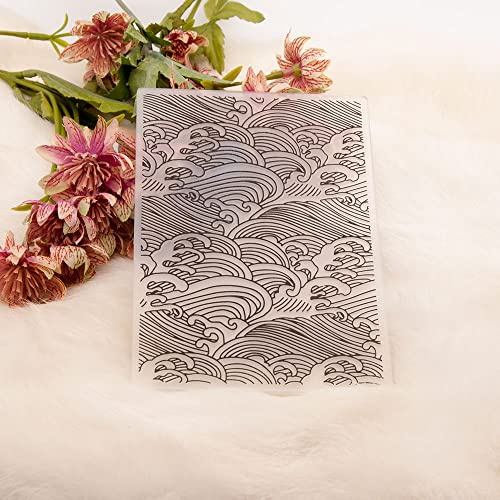 WooYangFun 3D texured Sea Water Wave Embossing Folder for Card Making Floral DIY Plastic Scrapbooking Photo Album Card Paper DIY Craft Decoration Template Mold