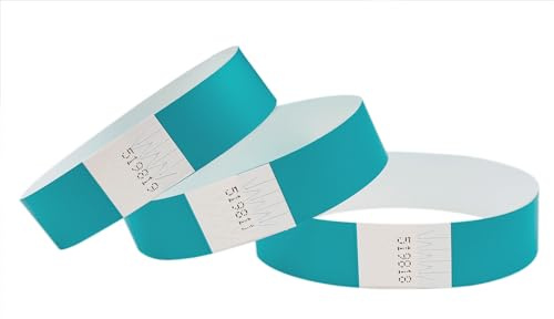 CINTAPUNTO 500 st tyvek inmatningsarmband, ID-armband, festivalarmband, neonarmband, för evenemang, säkerhet, fest, rivtålig, 16 färger (aqua)