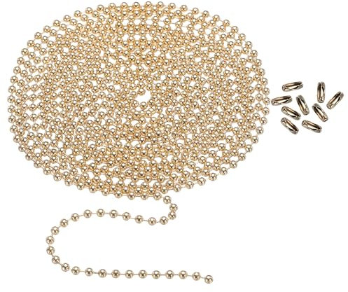 PATIKIL 120 Sfera Catene 3mm Sfera Catena Perlina con 18pz Abbinato Connettore Chiusura per Collana Appeso Etichetta Anelli Fai da Te Artigianato Oro Tono