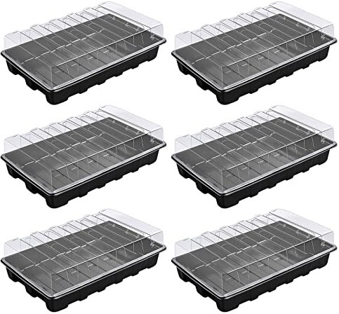 6 Pièces Plateaux de Culture sans Trous de Drainage avec Couvercles, Plateau de Culture pour Plantes, Plateau de Semences, Bac de Culture Bac de Germination pour Jardin Légume Fruit Plantes