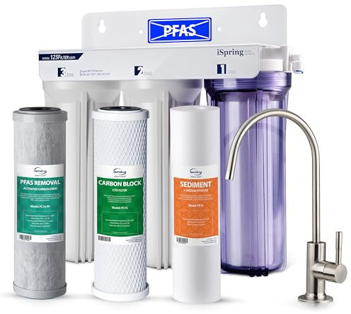 iSpring US31-PF Classic 3-Stage Under Sink Water Filtration System for Drinking, SGS-Tested PFAS Reducing, Tankless Under Sink Water Filter, High Capacity Water Filter for Sink, Pack of 1