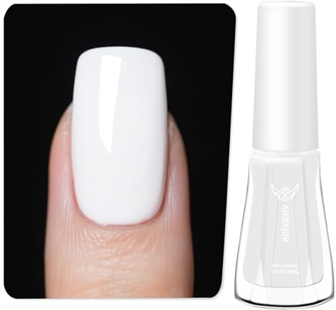 Aieenjor Esmalte de uñas blanco, 10 ml, brillante, de secado rápido, de larga duración, para manicura DIY