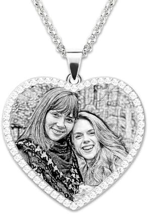 GBTROEY Collana Con Foto Personalizzata, Ciondolo Con Foto a Forma Di Cuore/Rotondo Inciso Con Testo Collana Con Foto All'interno Regalo Di Gioielli Personalizzato per Le Donne