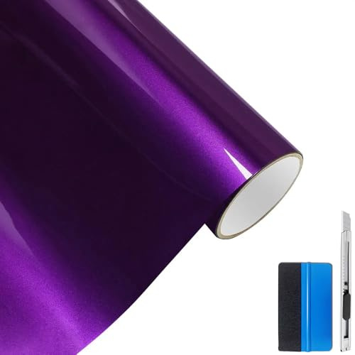 NewL Pintura metálica Ultra Brillante, lámina de Vinilo autoadhesiva, sin Burbujas, Accesorios Exteriores para automóviles (púrpura, 50 cm x 150 cm)