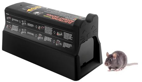 Piège à rats électrique 7000 V - Lutte professionnelle contre les parasites avec alarme LED - Piège à souris réutilisable en plastique ABS - Pour intérieur/extérieur - Arrêt de sécurité et étanche