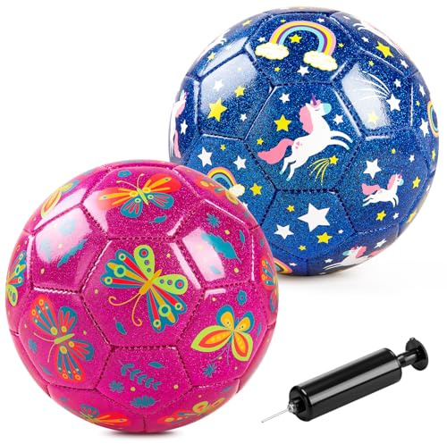 Vastoy Glitter Size 2 Football with Pump for Kids Age 3-6, Outdoor Fun Ball