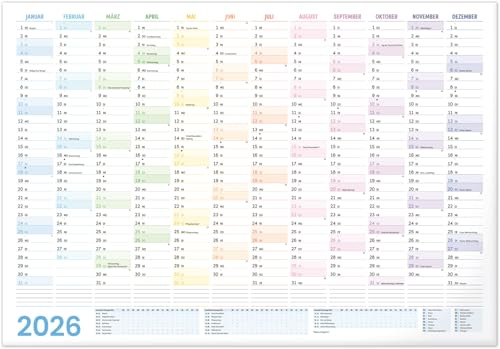 NOTIQUE XL - Agenda annuale 2026 da parete, formato A2, 59 x 42 cm